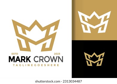 Simple modern crown initial letter sm ms logo vector icon illustration