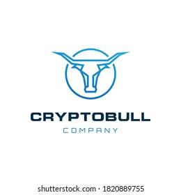 simple modern cryptobull logo design vector template for crytocurrency business company