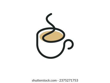 simple modern cup coffee, bean line logo design