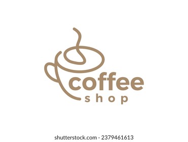 diseño sencillo moderno de café, logotipo de línea de judías