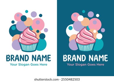 simples moderno Cupcake Logo ícone. Logotipo para Bolo Shop, Adesivo, Design de ilustração de etiqueta