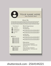 Simple and Modern CV Design with Photo Placeholder