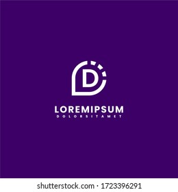 simple modern D logo letter isolated on purple background design concept