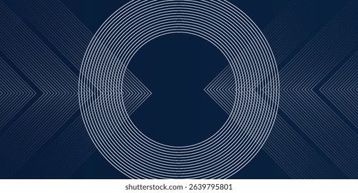 Simple modern dark blue background. Modern line stripes curve abstract presentation background. Luxury paper cut background. 
