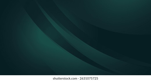 Simple modern dark green and black abstract background for wide banner. Luxury dark green background with overlapping