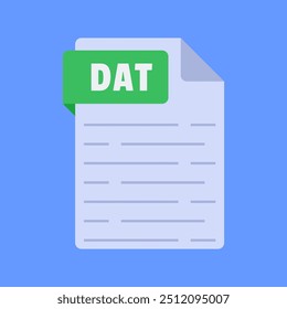 Simple and modern dat file extension vector illustration flat design isolated on blue background