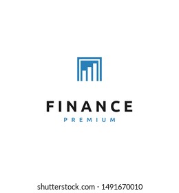 A simple and modern data graph logo inside a square shape in negative space. Suitable for finance logo