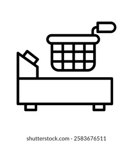 simple and modern deep fryer icon, perfect for kitchen, cooking, and restaurant-related designs. Ideal for apps, websites, and food industry graphics.