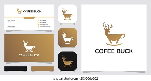 simple and modern deer,buck and coffee logo template premium vector