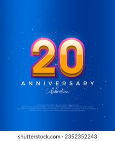 Simple and modern design for the 20th anniversary celebration. with an elegant blue background color.