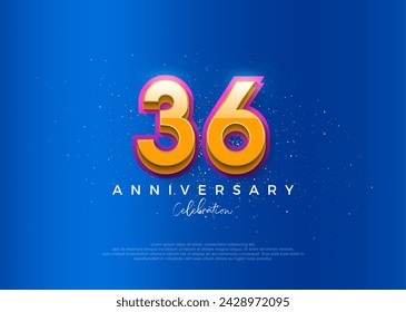 Simple and modern design for the 36th anniversary celebration. with an elegant blue background color.