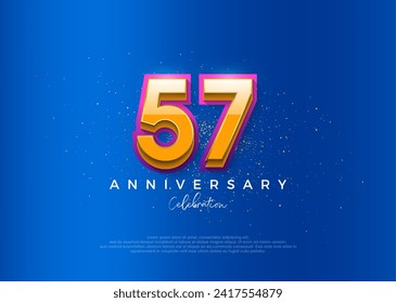 Einfaches und modernes Design für die 57-jährige Jubiläumsfeier. mit einer eleganten, blauen Hintergrundfarbe.