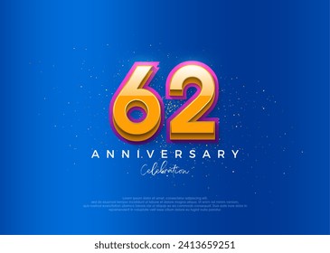 Simple and modern design for the 62nd anniversary celebration. with an elegant blue background color.