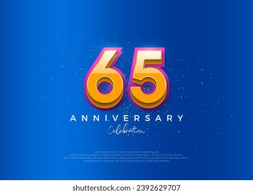 Simple and modern design for the 65th anniversary celebration. with an elegant blue background color.