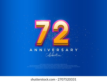 Einfaches und modernes Design für die 72-Jahr-Feier. mit einer eleganten blauen Hintergrundfarbe.
