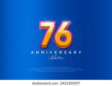 Simple and modern design for the 76th anniversary celebration. with an elegant blue background color.