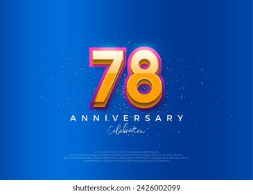 Diseño simple y moderno para la celebración del 78 aniversario. con un elegante color de fondo azul.