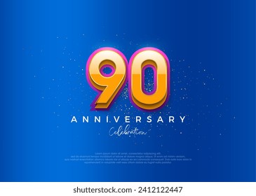 Diseño sencillo y moderno para la celebración del 90 aniversario. con un elegante color de fondo azul.