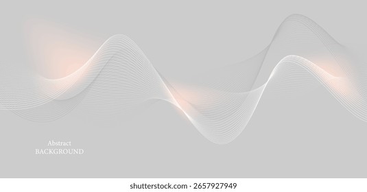 Ein einfacher und moderner Design-Hintergrund mit schlanken Kurven und feinen Linien, die sich horizontal auf einer hellgrauen Oberfläche bewegen. Diese Linien erzeugen ein Gefühl der Bewegung.