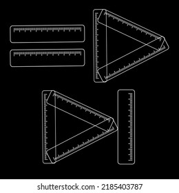 A simple modern design idea for the packaging of measuring products and for video programs: rulers lined up in the form of start, stop and next buttons.