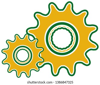 Simple modern design of two gears