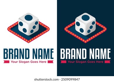 simple modern dice game casino logo design vector illustration