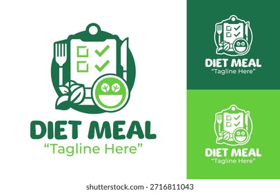 Ein einfaches und modernes Diät-Speisen-Plan-Logo, ideal für gesunde Lifestyle-Marken, Food Services und Ernährungsplattformen.