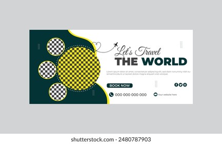 Simple Modern and Digital advertising Facebook Cover Design for Travel Agency Template. Vector Graphic Design.