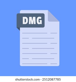 Simple and modern dmg file extension vector illustration flat design isolated on blue background