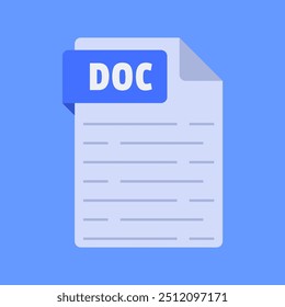 Simple and modern doc file extension vector illustration flat design isolated on blue background