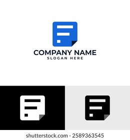 Simple, modern document icon logo in the shape of letter F. Clean lines, geometric shape. Versatile vector symbol for business, data, files, tech, creative projects. Downloadable and scalable.
