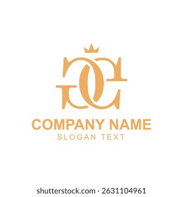 Simple moderno doble g con logotipo de la corona del icono