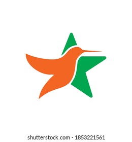 simple modern double meaning star humming bird vector icon