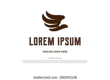 Simple Modern Eagle Falcon Hawk Wing Logo Design Vector
