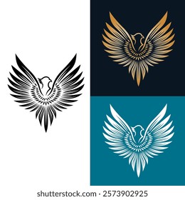 Simple modern eagle icon vector concept. Flying eagle graphic template.