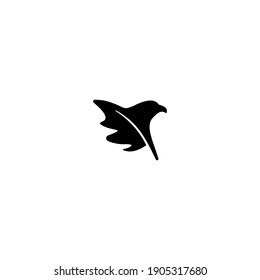 Simple modern eagle with oak leaf vector logo design