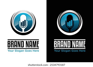 simple modern economic business microphone podcast vector illustration logo design