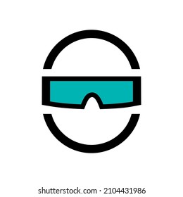 simple and modern egg with goggle logo