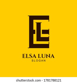 Simple Modern EL E L Monogram Logo