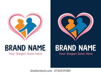 Simples moderno Cuidados de idosos com o vetor de forma do coração ilustração logotipo design	