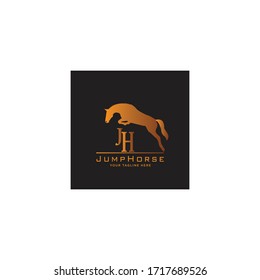 simple modern elegance logo vector design of jumping horse for your brand.
