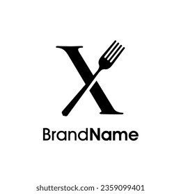 Simple, Modern and Elegant illustration logo design initial X combine with fork and spoon. Logo recommended for business related Beverages, Restaurant, Cafe and Food.