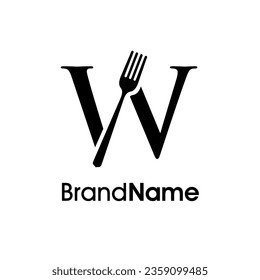 Simple, Modern and Elegant illustration logo design initial W combine with fork and spoon. Logo recommended for business related Beverages, Restaurant, Cafe and Food.