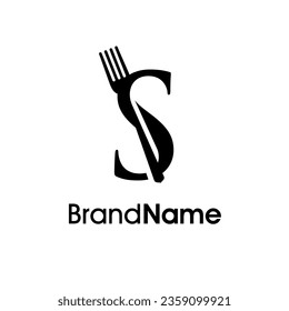 Diseño inicial del logotipo de la ilustración simple, moderna y elegante, combinado con tenedor y cuchara. Logotipo recomendado para bebidas relacionadas con el negocio, restaurante, cafetería y comida.