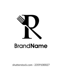 Simple, Modern and Elegant illustration logo design initial R combine with fork and spoon. Logo recommended for business related Beverages, Restaurant, Cafe and Food.