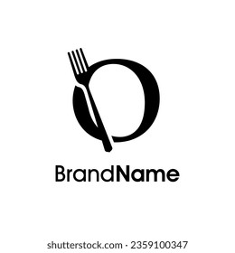 Simple, Modern and Elegant illustration logo design initial O combine with fork and spoon. Logo recommended for business related Beverages, Restaurant, Cafe and Food.