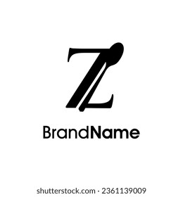 Diseño del logotipo de la ilustración simple, moderna y elegante inicial Z combinado con cuchara. Logotipo recomendado para bebidas relacionadas con el negocio, restaurante, cafetería y comida.