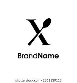 Simple, Modern and Elegant illustration logo design initial X combine with spoon. Logo recommended for business related Beverages, Restaurant, Cafe and Food.