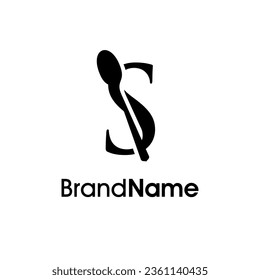 Simple, Modern and Elegant illustration logo design initial S combine with spoon. Logo recommended for business related Beverages, Restaurant, Cafe and Food.