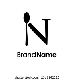 Simple, Modern and Elegant illustration logo design initial N combine with spoon. Logo recommended for business related Beverages, Restaurant, Cafe and Food.